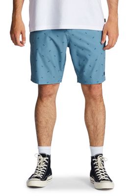 Billabong Crossfire Print Mid Rise Hybrid Shorts in Washed Blue