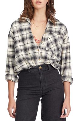Billabong Easy Breezy Brushed Cotton Button-Up Shirt in Off Black