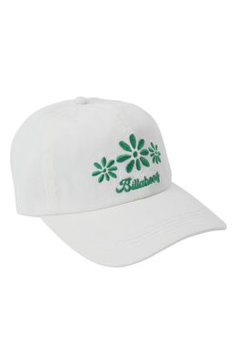 Billabong Embroidered Logo Cotton Twill Baseball Cap in White Multi
