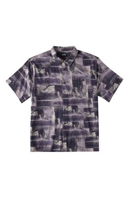 Billabong Filthy Short Sleeve Button-Up Shirt in Navy/Purple Haze