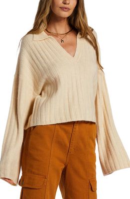 Billabong Flip Out Rib Trumpet Sleeve Sweater in White Cap 1