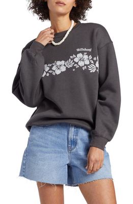 Billabong Forget Me Not Floral Graphic Sweatshirt in Off Black