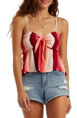 Billabong Hugs and Kisses Print Knot Front Camisole in Rad Red