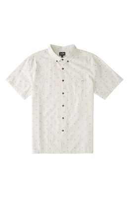 Billabong Kids' All Day Button-Up Jacquard Organic Cotton Blend Shirt in Cie-Chino Heather