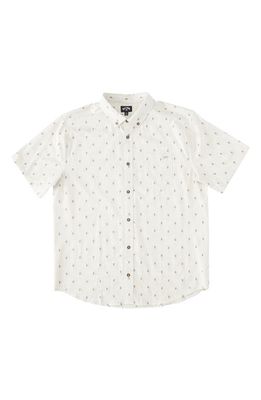 Billabong Kids' All Day Jacquard Short Sleeve Button-Down Shirt in Cream