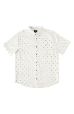 Billabong Kids' All Day Short Sleeve Jacquard Button-Up Shirt in Cream