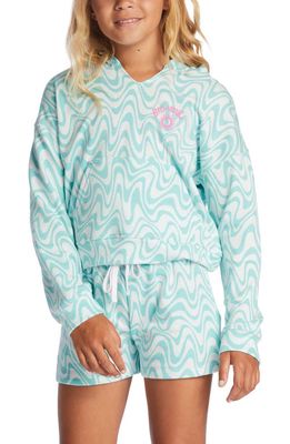 Billabong Kids' At the Shore Wave Print Pull-On Hoodie in Seafoam