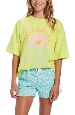 Billabong Kids' At the Shore Wave Print Pull-On Shorts in Seafoam