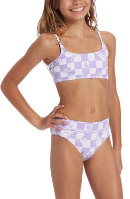 Billabong Kids' Check Your Palm Two-Piece Swimsuit in Peaceful Lilac