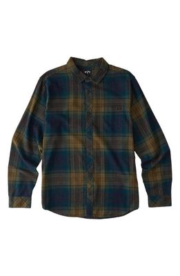 Billabong Kids' Coastline Cotton Flannel Shirt in Dusty Blue