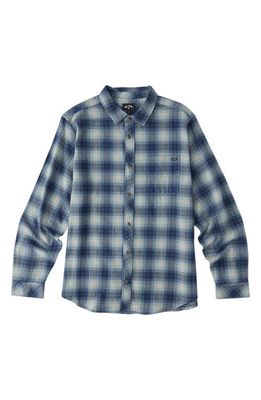 Billabong Kids' Coastline Cotton Flannel Shirt in Real Teal