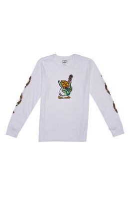 Billabong Kids' Croc Long Sleeve Cotton Graphic T-Shirt in White