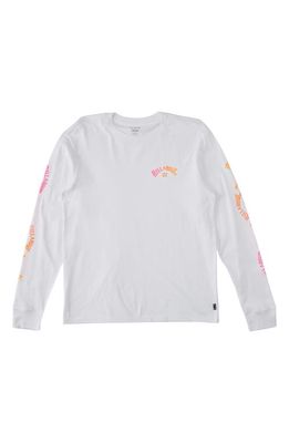Billabong Kids' Snaking Arches Logo Long Sleeve Cotton Graphic T-Shirt in White