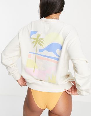 Billabong Kissed By The Sun oversized beach sweatshirt in white