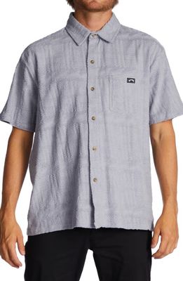 Billabong Loafer Jacquard Short Sleeve Terry Cloth Button-Up Shirt in Grey Violet