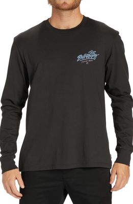 Billabong Lounge Long Sleeve Logo Graphic T-Shirt in Washed Black