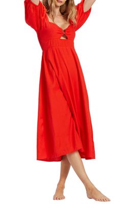 Billabong Lover's Lane Keyhole Midi Dress in Rad Red