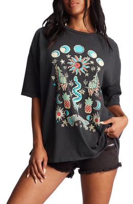 Billabong Mystic Oversize Cotton Graphic Tee in Off Black