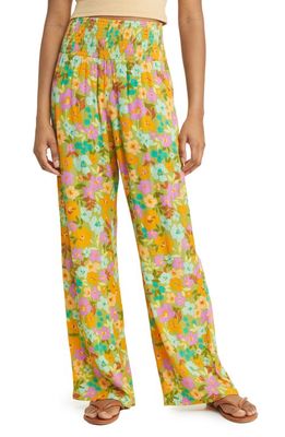 Billabong New Waves 2 Floral Wide Leg Pants in Palm Green