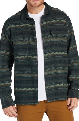 Billabong Offshore Jacquard Stripe Cotton Button-Up Shirt in Dark Forest