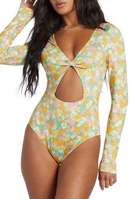 Billabong On the Bright Side Long Sleeve One-Piece Rashguard Swimsuit in Palm Green