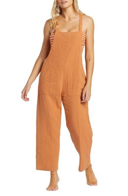Billabong Pacific Time Cotton Gauze Jumpsuit in Toffee