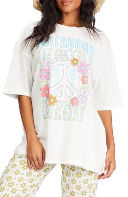 Billabong Peace & Love Oversize Cotton Graphic Tee in Salt Crystal