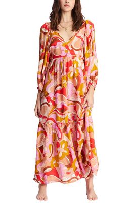 Billabong Pretty Groovy Floral Long Sleeve Maxi Dress in Multi