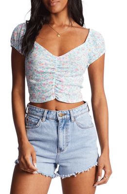 Billabong Pretty Sweet Floral Stretch Cotton Crop Top in Salt Crystal