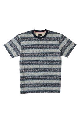 Billabong Realm Stripe Cotton T-Shirt in Navy