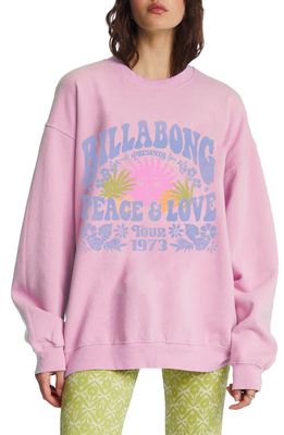 Billabong Ride In Cotton Blend Graphic Sweatshirt in Washed Pink