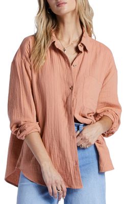 Billabong Right On Cotton Gauze Cover-Up Shirt in Rose Dawn