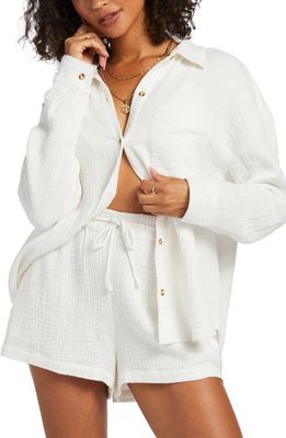 Billabong Right On Cotton Gauze Cover-Up Shirt in Salt Crystal