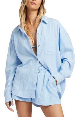 Billabong Right On Cotton Gauze Cover-Up Shirt in Summer Sky