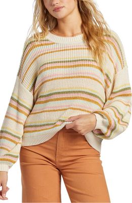 Billabong Sheer Love Stripe Cotton Blend Sweater in Beige Multi