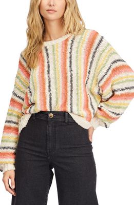 Billabong She's a Trip Boxy Stripe Cotton Sweater in Vintage Coral