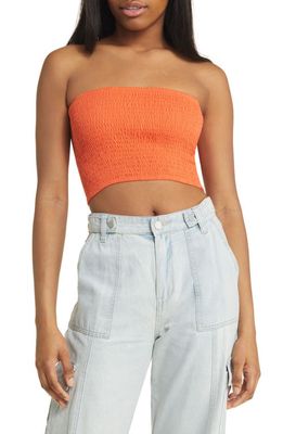 Billabong Smocked Cotton Tube Top in Coral Craze