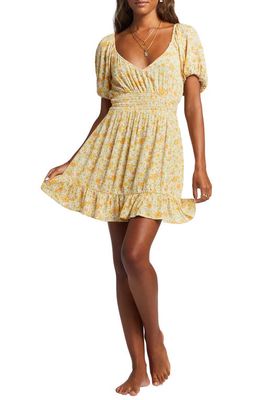 Billabong Something Pretty Floral Smocked Dress in Yellow Multi