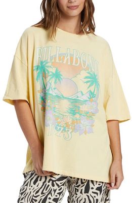 'Billabong Summer Side Collection Island Holiday Oversize Cotton Graphic T-Shirt in Yellow 