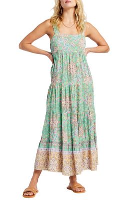 Billabong Sun Chasers Floral Tiered Maxi Dress in Green