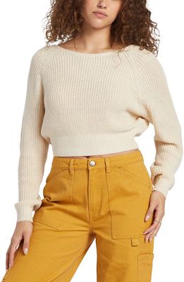 Billabong Sun Soaked Crop Sweater in Whitecap