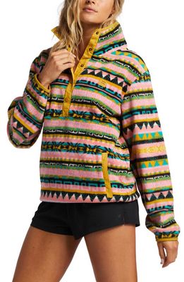 Billabong Switchback Lite Stripe Fleece Pullover in Pink Multi