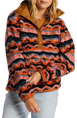 Billabong Switchback Textured Fleece Pullover in Papaya
