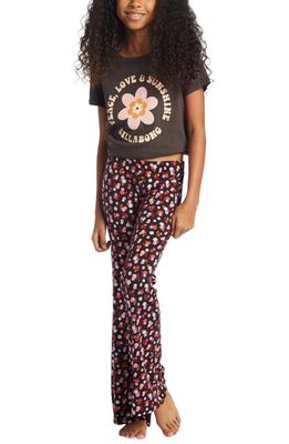 Billabong Tell Me Floral Flared Pants in Black Pebble