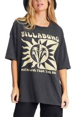 Billabong With Love From the Sun Oversize Graphic Tee in Off Black