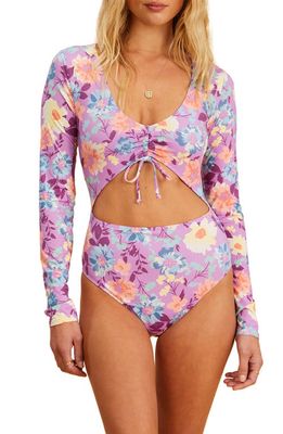 Billabong x The Salty Blonde Halleys Garden Floral Print Long Sleeve One-Piece Swimsuit in Multi