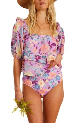 Billabong x The Salty Blonde Sweetest Ever Puff Sleeve Blouse in Lovin Lilac
