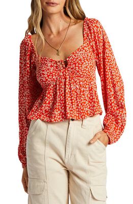Billabong Your Fav Cutout Tie Neck Top in Fire Side