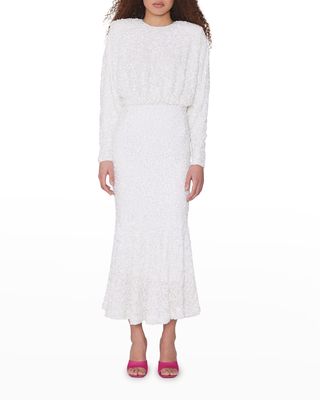 Billan Sequined Long-Sleeve Maxi Dress