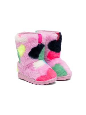 Billieblush abstract-pattern faux-fur boots - Pink